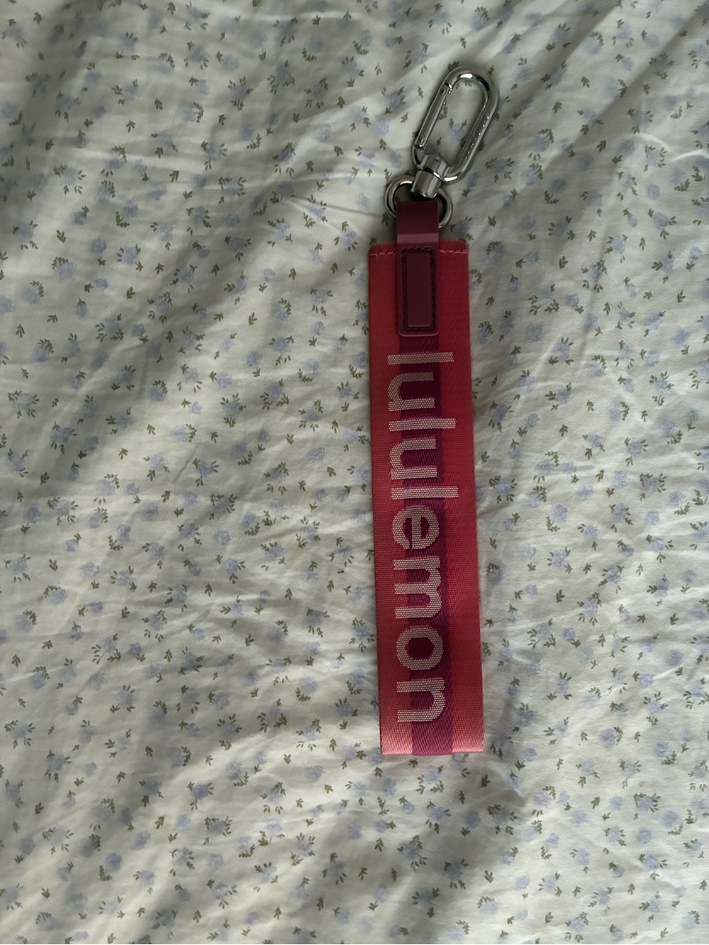 lululemon athletica Pink Red Logo Key Fob Wrist Strap